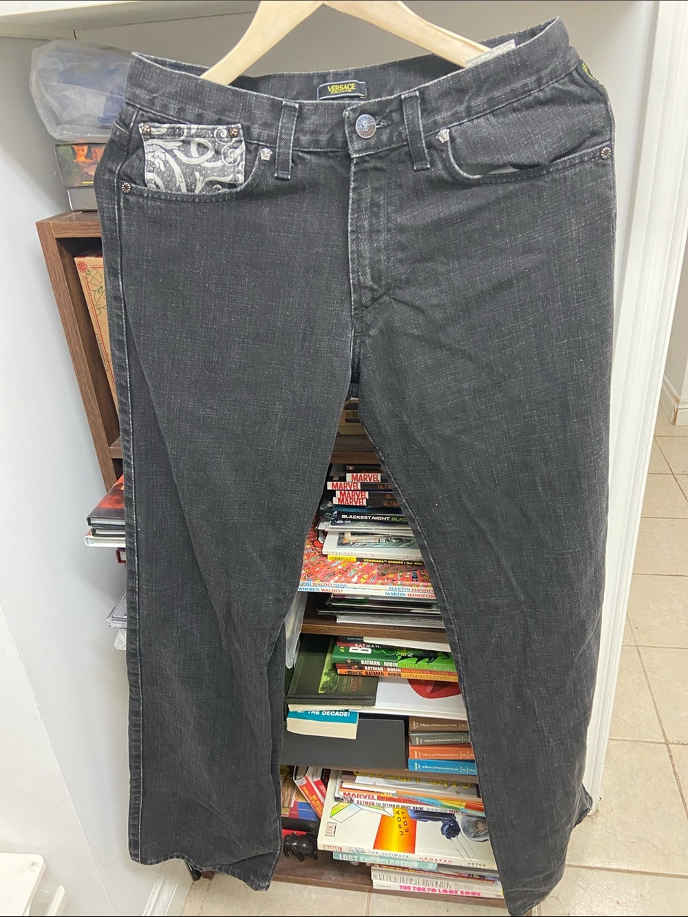 Vintage Versace Jeans Couture Men's Charcoal Black Jeans